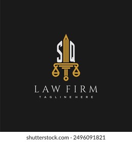 SQ initial monogram for lawfirm logo with sword and scale