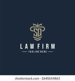 SQ initial monogram logo law firm with pillar design