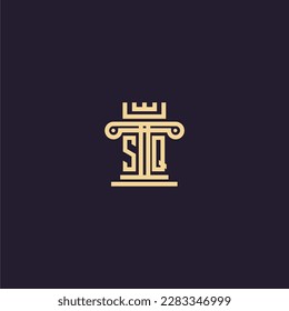 SQ initial monogram logo for lawfirm with pillar  crown image design