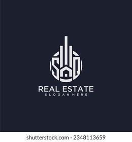 SQ initial monogram logo for real estate with creative circle design vector