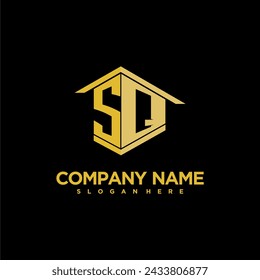 SQ initial monogram logo for real estate with creative building style design