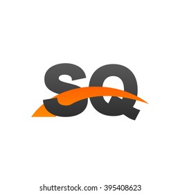SQ initial overlapping swoosh letter logo black orange