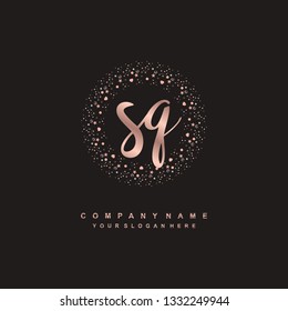 SQ initial signature logo. handwriting logo template vector,