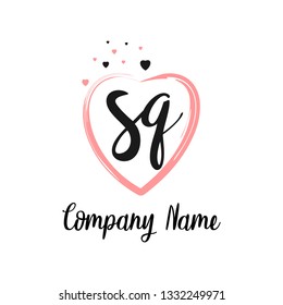 SQ initial signature logo. handwriting logo template vector,