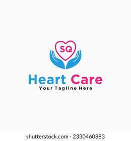 SQ initials hand care icon business template logo vector