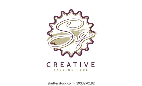 SQ Initials, handwriting logo vector