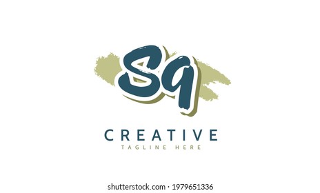 SQ Initials, handwriting logo vector