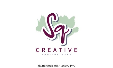 SQ Initials, handwriting logo vector