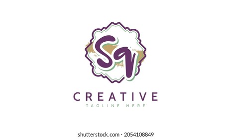 Iniciales SQ, vector de logotipo de escritura a mano