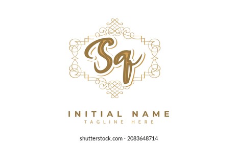 Sq Initials, handwriting logo vector