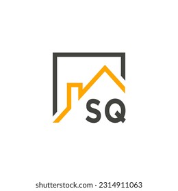 Las iniciales SQ albergan el logotipo de la moderna empresa de construcción vector.eps
