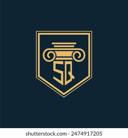 SQ Initials Law Firm Logo Lawyer logo with creative law element