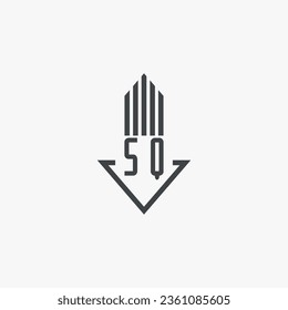 Indicaciones SQ Ilustración de material con logotipo inmobiliario. vector de logotipo