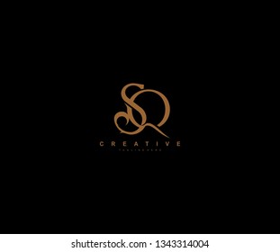SQ Letter Linked Luxury Premium Monogram Type Logo