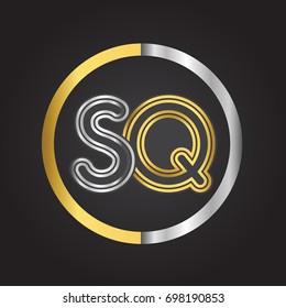 SQ Letter logo in a circle. gold and silver colored. Vector design template elements for your business or company identity.