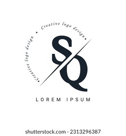 SQ Letter Logo Design with a Creative Cut. Creative logo design