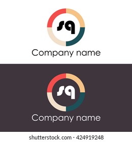 SQ letters business logo icon design template. Symbol with four colors circle