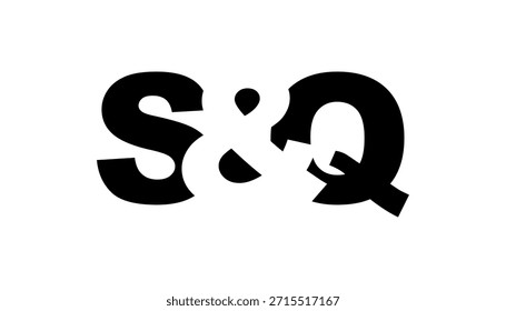 SQ logo design in bold style. Black white identity symbol. Modern typography emblem. Corporate branding icon. Minimal business template.