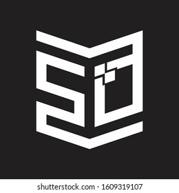 SQ Logo Emblem Monogram With Shield Style Design Template Isolated On Black Background