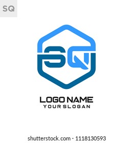 SQ logo letter initial, Abstract polygonal Background Logo,