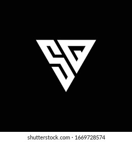SQ Logo letter monogram with triangle shape design template isolated on black background