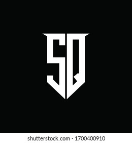 SQ logo monogram with emblem shield style design template