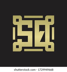 SQ Logo monogram with piece line art design template