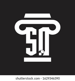 SQ Logo monogram with pillar style design template