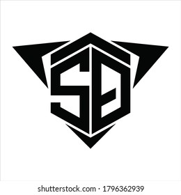 SQ Logo monogram with wings arrow around design template on white background