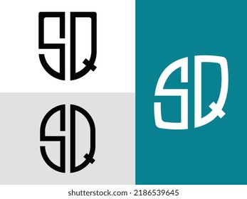 SQ modern initial letter logo design vector bundle. It will be suitable for which company or brand name start those initial.