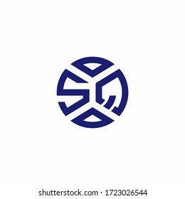Logo de monograma SQ con formas abstractas en una plantilla de diseño de estilo moderno