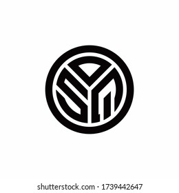 SQ monogram logo with circle outline design template isolated on white background