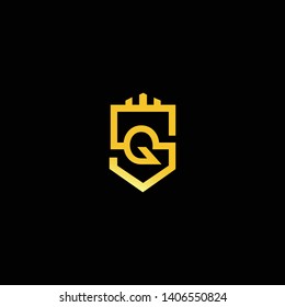 SQ QS Home Logo design. Real estate business logo in black background