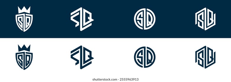 SQ QS letter logo set design