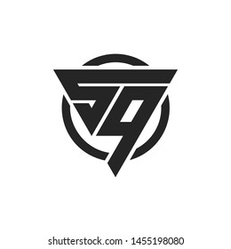 SQ, QS, S9, 9S, Sg, gS Triangle Logo Circle Monogram Design Vector Super Hero Concept