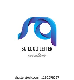 sq s q circle lowercase design of alphabet letter combination with infinity suitable as a logo for a company or business - Vector