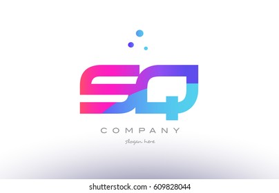 sq s q  creative pink purple blue modern dots creative alphabet gradient company letter logo design vector icon template