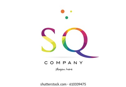 sq s q  creative rainbow colors colored alphabet company letter logo design vector icon template