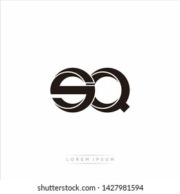 sq s q Initial Letter Split Lowercase Modern Monogram linked outline rounded logo