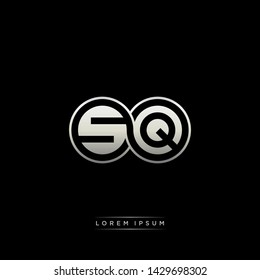 SQ S Q initial letter linked circle capital monogram logo modern template silver color edition