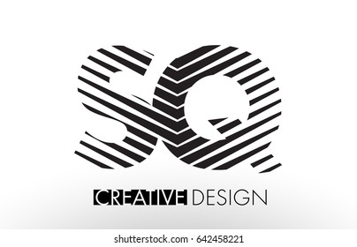 SQ S Q Lines Letter Design with Creative Elegant Zebra Vector Illustration.