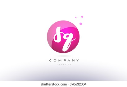 sq s q  sphere pink 3d alphabet company letter combination logo hand writting written design vector icon template 