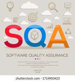 SQA mean (software quality assurance) ,letters and icons,Vector illustration.