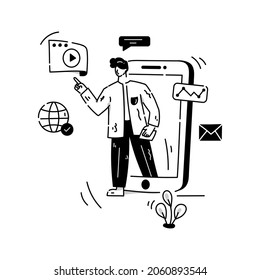 Die selbe handgezeichnete Illustration ist für die Premium-Nutzung vorgesehen 