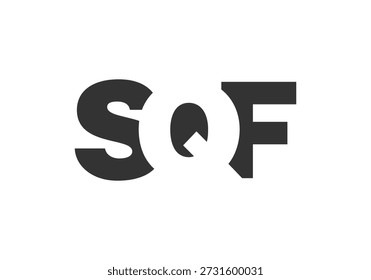 Diseño del logotipo de SQF. Letra inicial S Q F estilo de letra en negrita para startups tecnológicas, consultoría, marca corporativa. Nombre creativo de la empresa, titulares de la tipografía, identidad, logotipo de moda. Ilustración vectorial.