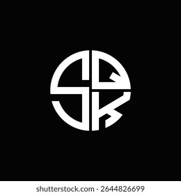 SQK logo SQK icono SQK monograma SQK letra minimalista Círculo plano Diseño de logotipo abstracto moderno único.
