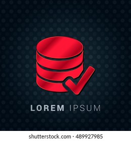 SQL Database checked Red chromium precious metallic 3D Icon / Logo Design