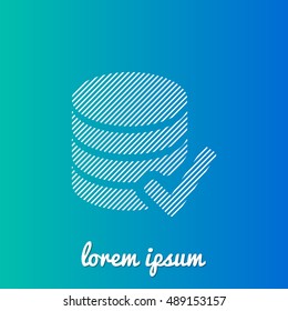 SQL Database checked White stroke fill with blue & green gradient background Icon / Logo Design