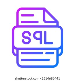 Ícone de tipo de arquivo de formato de documento Sql. ícones de gradiente do banco de dados de design simples. ilustração de vetor.