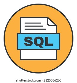 SQL File Document Icon In Trendy Style Isolated Background